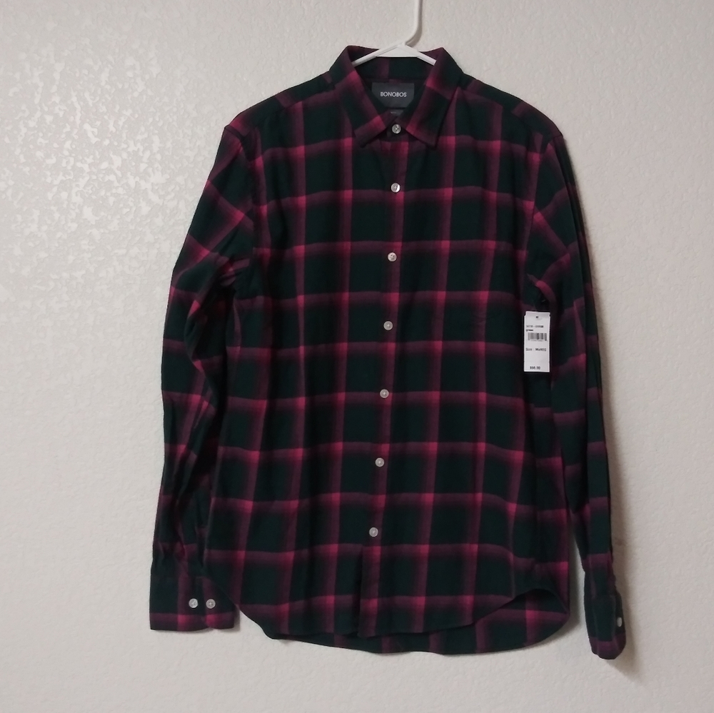 New Bonobos Slim Fit Medium M Button Down Plaid